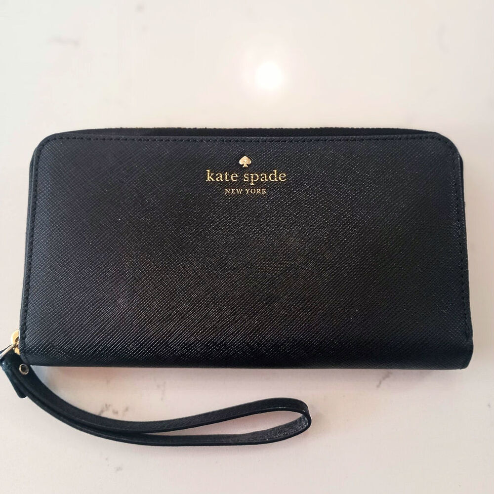 Kate Spade NY Black sarfino pebbled leather wallet/wristlet, Newer condition